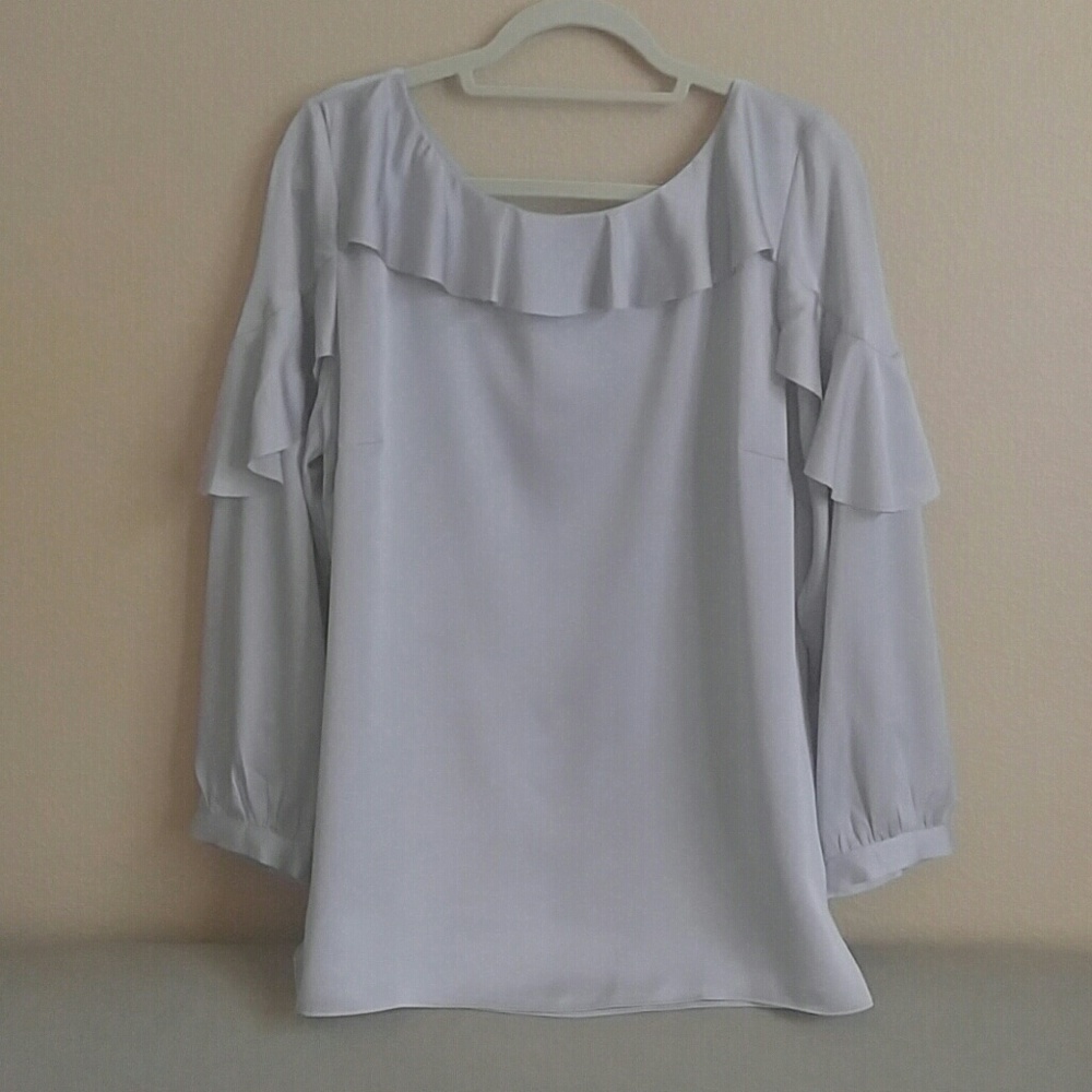 Banana Republic Ruffle Front Shirt_silver